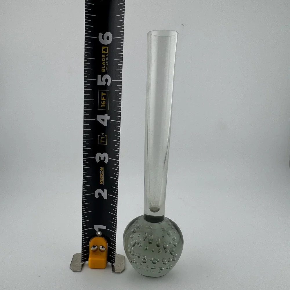 Bud Vase 6in Smoke Gray Mid-Century‎ Controlled Bubble Glass